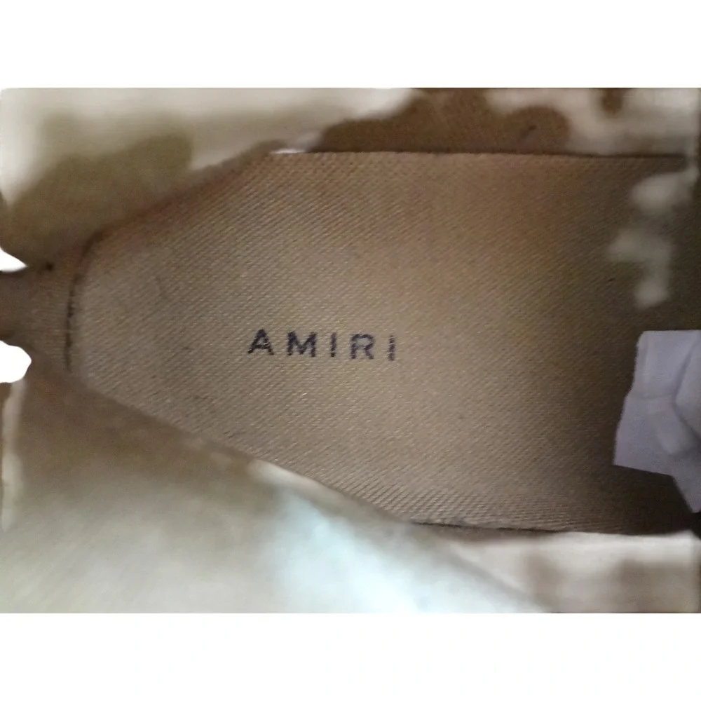 Amiri Skel Top Hi Sneakers Men 10 Tan White Excellent Bone Applique Luxury Shoes